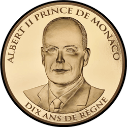 аверс 100€ 2015 "10 años de reinado del Príncipe Alberto II"