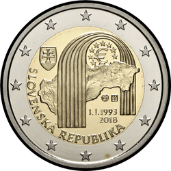 аверс 2€ 2018 "25 años de la República Eslovaca"