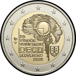 аверс 2€ 2020 "20th Anniversary of the Entry of Slovakia to the OECD"