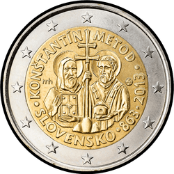 аверс 2€ 2013 "1150 years of the Byzantine mission of Cyril and Methodius"