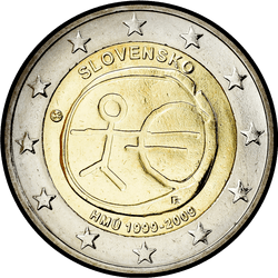 аверс 2€ 2009 "10 años a la Unión Económica y Monetaria"