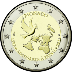 аверс 2€ 2013 "20 років після вступу Монако в ООН"