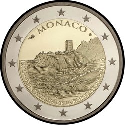 аверс 2€ 2015 "800-летие строительства первого замка на скале Монако"