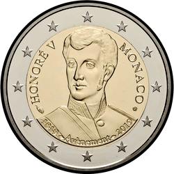 аверс 2€ 2019 "200th Anniversary of Prince Honoré V Accession to the Throne"