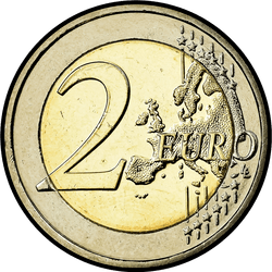 реверс 2€ 2012 "10 years of euro banknotes and coins"