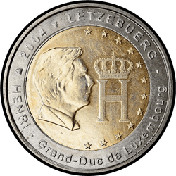 аверс 2€ 2004 "The coat of arms and the monogram of the Grand Duke Henri"