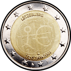 аверс 2€ 2009 "10th anniversary of Economic and Monetary Union"