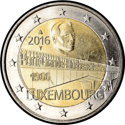 аверс 2€ 2016 "50 Anniversaire du pont de la Grande Duchesse"