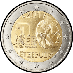 аверс 2€ 2017 "50 años de servicio militar voluntario en Luxemburgo"