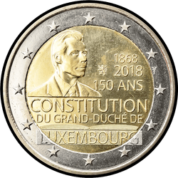 аверс 2€ 2018 "150 ° aniversario de la Constitución de Luxemburgo"