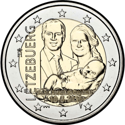 аверс 2€ 2020 "Рождение наследного Великого Герцога Чарльза"