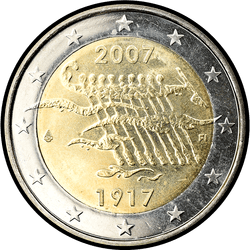 аверс 2€ 2007 "90-летие независимости Финляндии"