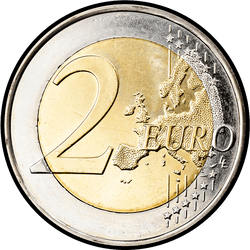 реверс 2€ 2012 "10 anni di banconote e monete in euro"