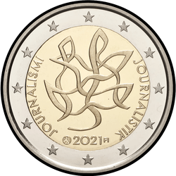 аверс 2€ 2021 "Ajakirjandus"