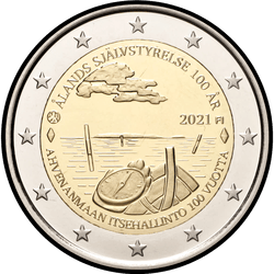 аверс 2€ 2021 "Ahvenamaa regiooni omavalitsuse 100. aastapäev"