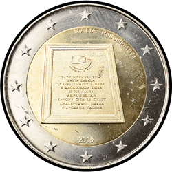аверс 2€ 2015 "República de Malta 1974"
