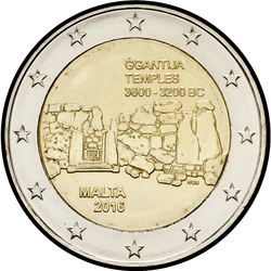 аверс 2€ 2016 "Ggantija Tapınağı"