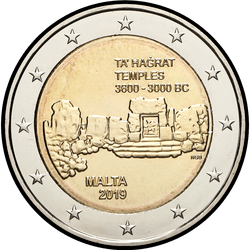 аверс 2€ 2019 "complexe préhistorique - des temples Hagrat"