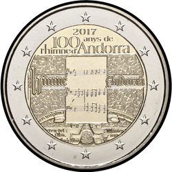 аверс 2€ 2017 "100th Anniversary - Inno di Andorra"