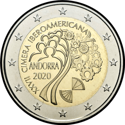 аверс 2€ 2020 "القمة السابعة والعشرون الأيبيرية الأمريكية في أندورا 2020"