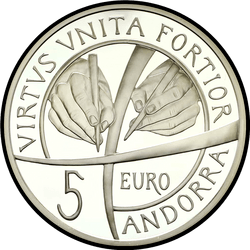 реверс 5€ 2018 "Andorran perustuslaista 25 vuotta"