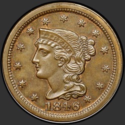 аверс 1¢ (penny) 1846 "USA - 1 Cent / 1846 - Braided Hair Cent 1846"