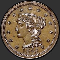 аверс 1¢ (penny) 1846 "ZDA - 1 Cent / 1846 - Proof"