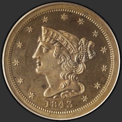 аверс ½ Cent 1843 "USA  -  1/2セント（ハーフセント）/ 1843  -  ORIGINAL PFBN"