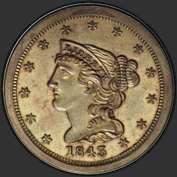 аверс ½ Cent 1843 "USA - 1/2 Cent (Half Cent) / 1843 - restrike PFBN"