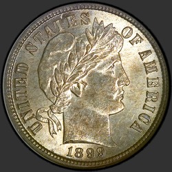 аверс 10¢ (dime) 1899 "USA - Dime / 1899 - S"