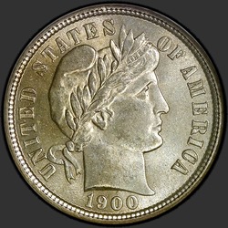 аверс 10¢ (dime) 1900 "USA - Dime / 1900 - P"