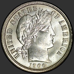 аверс 10¢ (dime) 1900 "ABD - Dime / 1900 - Ç MS"
