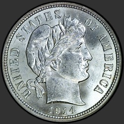 аверс 10¢ (dime) 1914 "USA - Dime / 1914 - D"