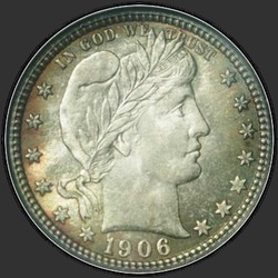 аверс 25¢ (quarter) 1906 "USA - Quarter / 1906 - P"