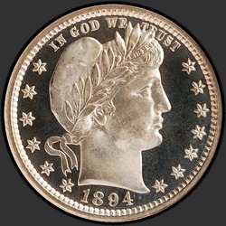 аверс 25¢ (квотер) 1894 "США - квартал / 1894 - Доказ"