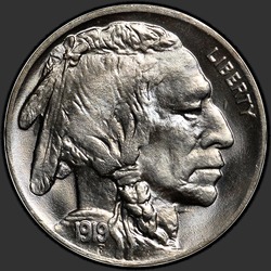 аверс 5¢ (nickel) 1919 "USA - 5 Cents / 1919 - Buffalo Five Cent 1919"