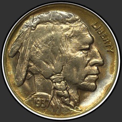 аверс 5¢ (nickel) 1937 "USA - 5 centesimi / 1937 - D 3 gambe MS"