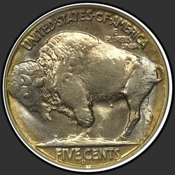 реверс 5¢ (nickel) 1937 "USA - 5 centesimi / 1937 - D 3 gambe MS"