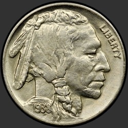 аверс 5¢ (nickel) 1938 "USA - 5 Cents / 1938 - D/D BUFFALO MS"