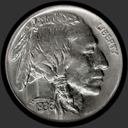 аверс 5¢ (nickel) 1936 "USA - 5 Cents / 1936 - BRILLIANT PF"