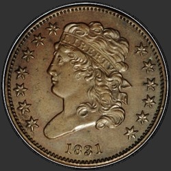 аверс ½ centavo 1831 "USA - 1/2 Cent (Half Cent) / 1831 - Classic Head Half Cent 1831"