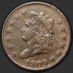аверс 1¢ (penny) 1809 "USA - 1 Cent / 1809 - Classic Head Cent 1809"