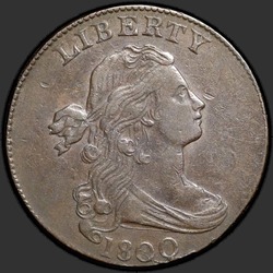 аверс 1¢ (penny) 1800 "USA - 1 Cent / 1800 - Draped Bust Cent 1800"