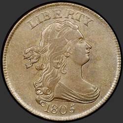 аверс ½ cent 1805 "USA - 1/2 Cent (Half Cent) / 1805 - Draped Bust Half Cent 1805"