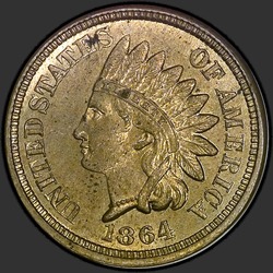 аверс 1¢ (penny) 1864 "USA - 1 Cent / 1864 - mědi a niklu MS"