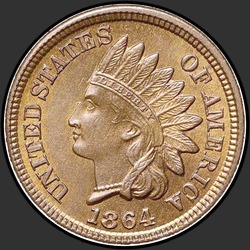 аверс 1¢ (penny) 1864 "USA - 1 Cent / 1864 - bronzová MSBN"