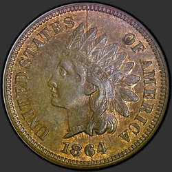 аверс 1¢ (penny) 1864 "USA - 1 Cent / 1864 - L BRONZE MSBN"