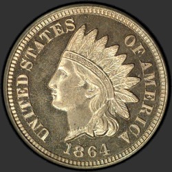 аверс 1¢ (penny) 1864 "USA - 1 Cent / 1864 - Indian Cent 1864"