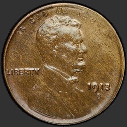 аверс 1¢ (penny) 1913 "USA  -  1セント/ 1913  -  S"