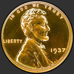 аверс 1¢ (пенни) 1937 "ЗША - 1 Cent / 1937 - Доказ"